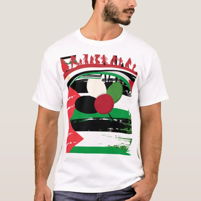 Palästinensische Flagge und Silhouette für Flüchtl T-Shirt (Vorderseite)