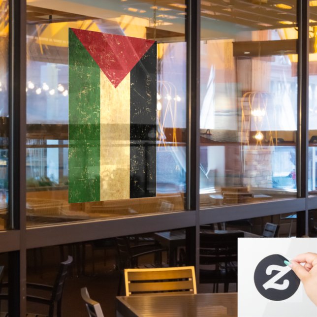 Palästinensische Flagge Vintag Fensteraufkleber (Restaurantfenster)