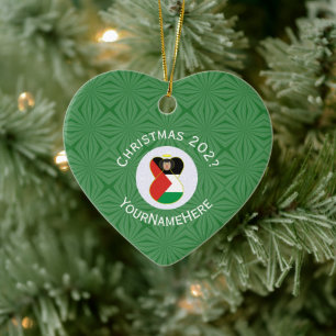 Palästinensische Flagge Weihnachtsengel Name Jahr Keramik Ornament
