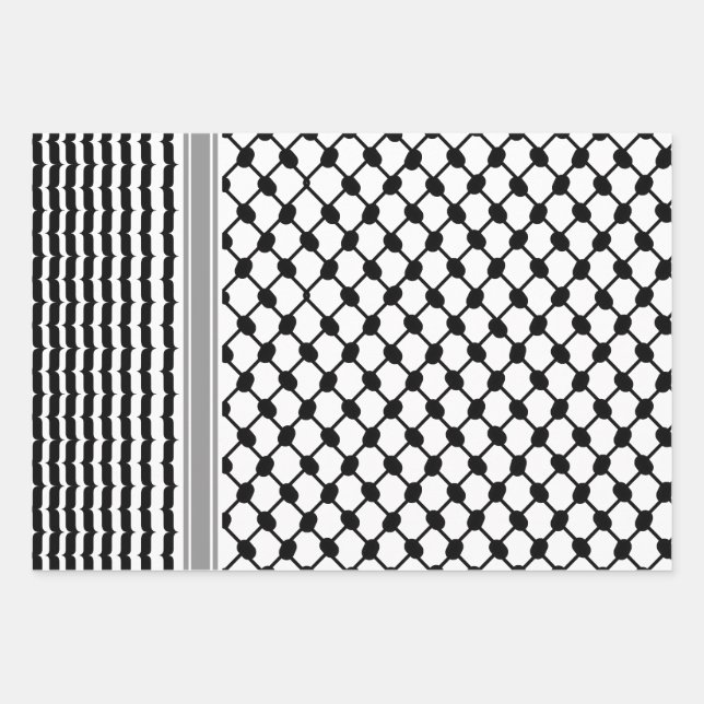 Palästinensische Hatta Keffiyeh Kufiya Folk (2 Mus Geschenkpapier Set (Vorderseite)