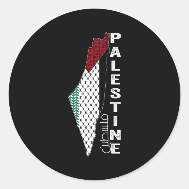 Palästinensische Karte Keffiyeh Thobe Patterns Pal Runder Aufkleber (Vorderseite)