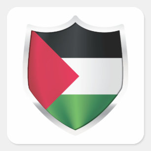Palästinensische Silberschildflagge Quadratischer Aufkleber