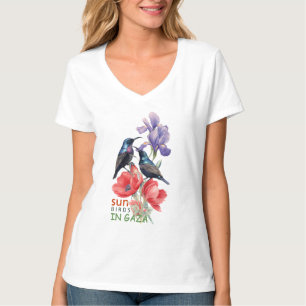 Palästinensische Sonnenvögel in Gaza Florale Kunst T-Shirt
