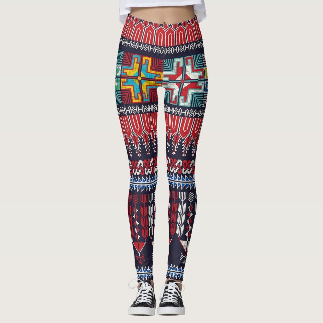 Palästinensische Stickerei Motif Muster. Leggings (Vorderseite)