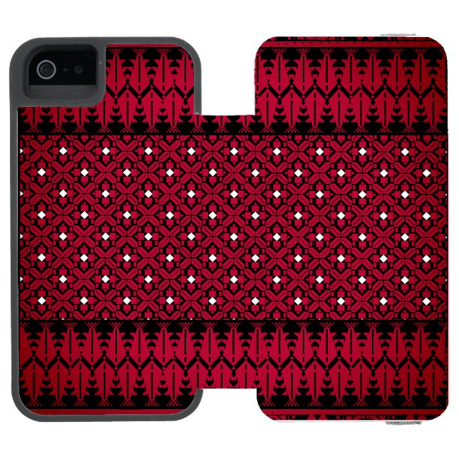 Palästinensische Stickerei Tatreez gedrucktes Desi Incipio iPhone Geldbeutel-Hülle (Folio Geöffnet)