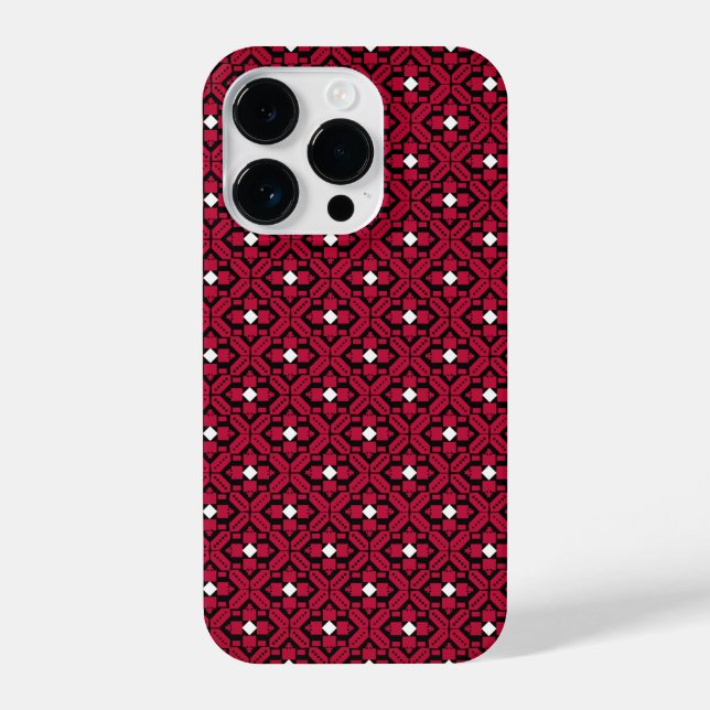 Palästinensische Stickerei Tatreez gedrucktes Desi iPhone 14 Pro Hülle (Rückseite)