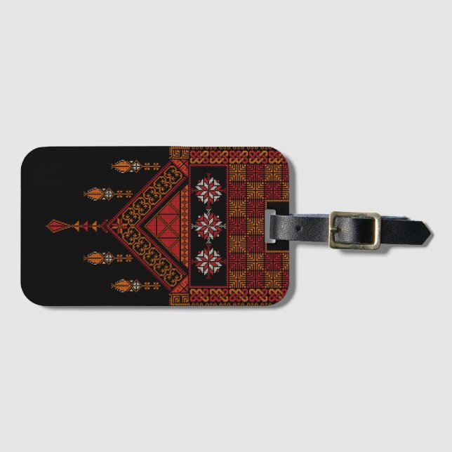 Palästinensische Tatreez Embroidery | Palestine Ar Gepäckanhänger (Vorderseite (Horizontal))