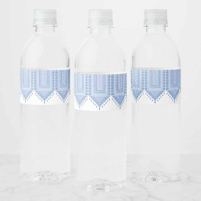 Palästinensische Tatreez Print in blau (Flaschen)