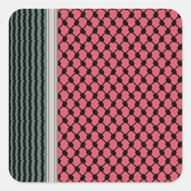 Palästinensische Wassermelone Hatta Keffiyeh Kufiy Quadratischer Aufkleber (Vorderseite)