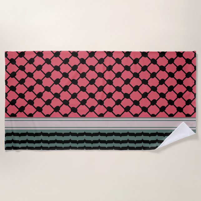 Palästinensische Wassermelone Hatta Keffiyeh Kufiy Strandtuch (Vorderseite)