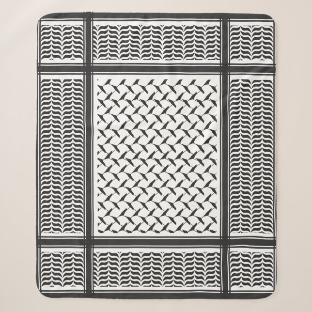 Palästinensischer Joraner kuffiya Schwarz-Weiß-She Sherpadecke (Vorderseite)