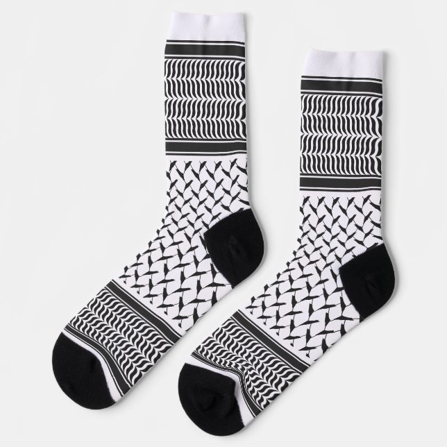 Palästinensischer Kuffiya schwarz-weiß Socken (Linkes Detail)