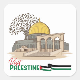 "Palästinensischer Olivenbaum und Al-Aqsa" Quadratischer Aufkleber