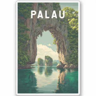Palau Illustration Reise Kunst Vintage Aufkleber