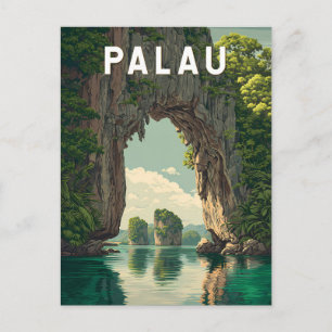 Palau Illustration Reise Kunst Vintage Postkarte
