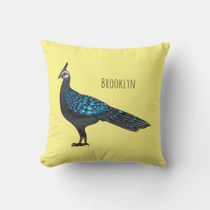 Palawan peacock pheasant bird cartoon illustration kissen