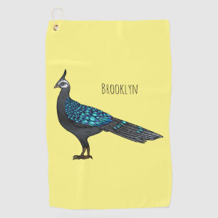 Palawan-Pfauenfasan-Vogel-Cartoon-Illustration Golfhandtuch