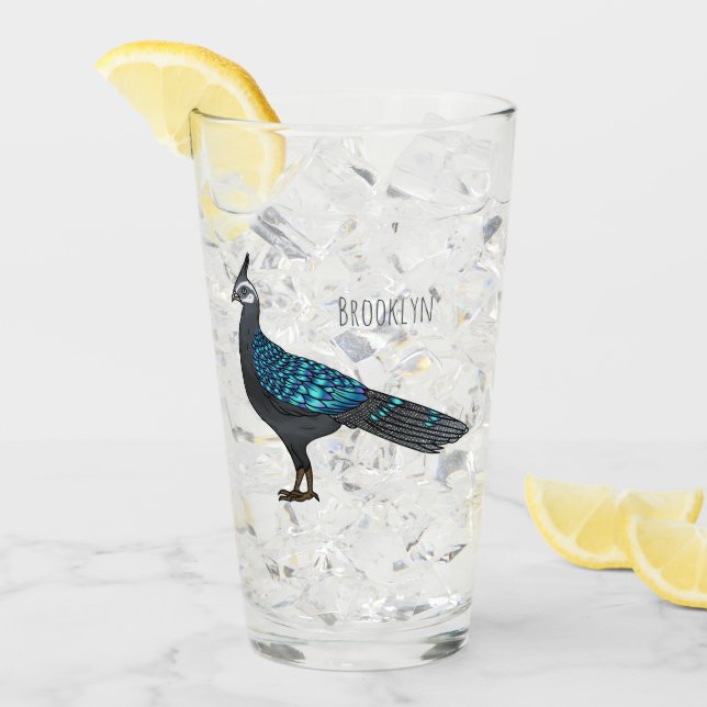 Palawan Pfauenpheasant Cartoon Glas (Vorderseite Ice)
