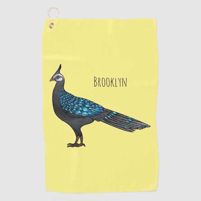 Palawan Pfauenpheasant Cartoon Golfhandtuch (Vorderseite)
