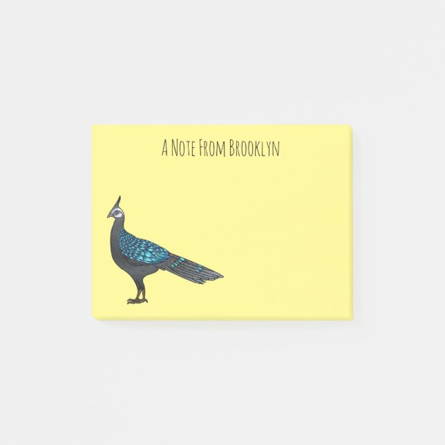 Palawan Pfauenpheasant Cartoon Post-it Klebezettel (Vorderseite)