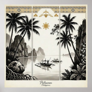 Palawan Philippinen Triptychon Wandkunst Poster