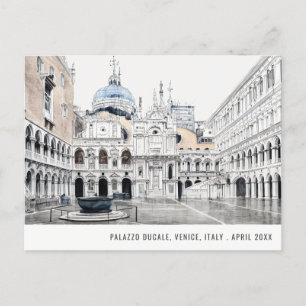 Palazzo Ducale Venedig Italien Aquarell Reise Postkarte
