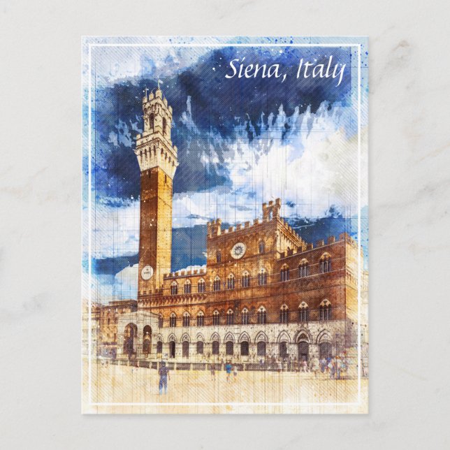 Palazzo Pubblico in Siena. Toskana, Italien. Postw Postkarte (Vorderseite)
