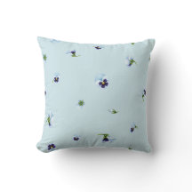 Pale Aqua Blue Purple Pansy Floral Pattern