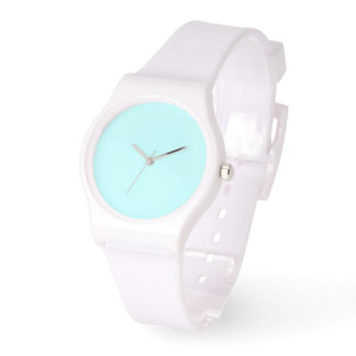 Pale Aqua Dial White Silicone Armbanduhr