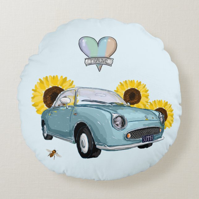 Pale Aqua Figaro coussin rond (Devant)