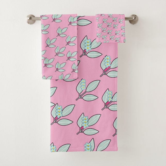 Pale Aqua Leaf With Blossoms Pink  Gift  (En situation)
