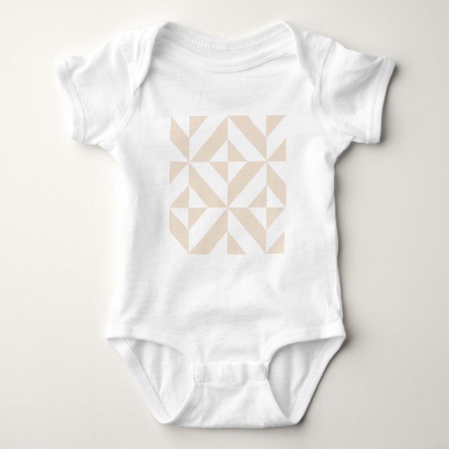 Pale Beige Geometric Deko Cube Pattern Baby Strampler (Vorderseite)