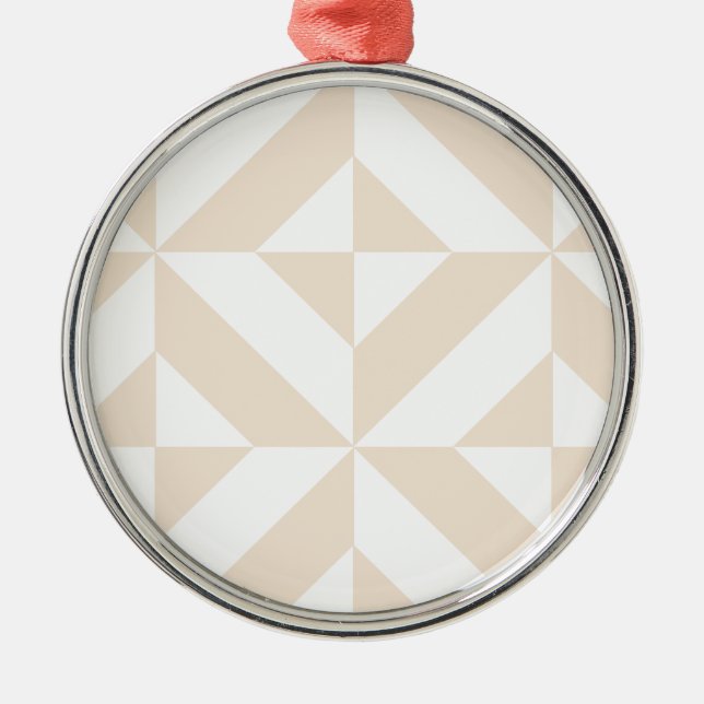 Pale Beige Geometric Deko Cube Pattern Ornament Aus Metall (Vorne)