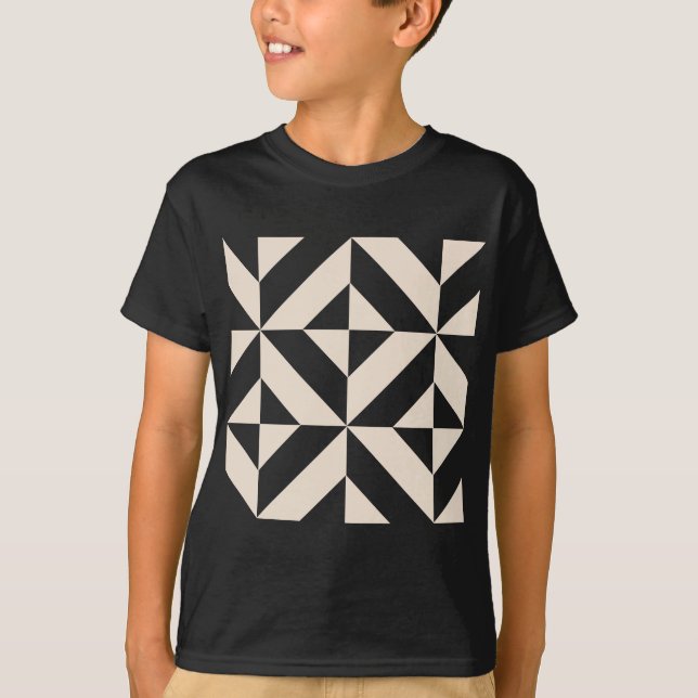 Pale Beige Geometric Deko Cube Pattern T-Shirt (Vorderseite)