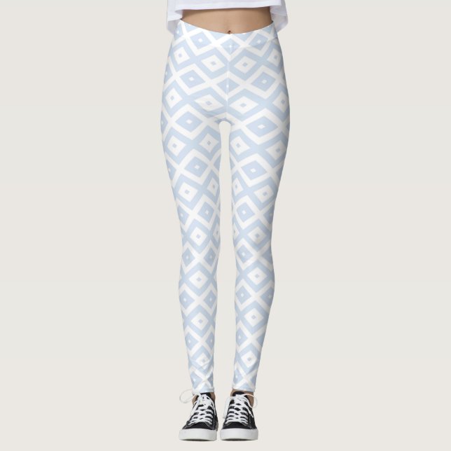 Pale blue and white diamond pattern leggings (Vorderseite)