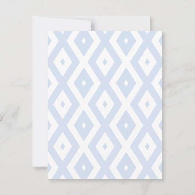 Pale blue and white diamond pattern RSVP karte (Vorderseite)