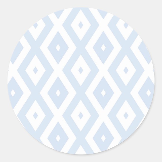 Pale blue and white diamond pattern runder aufkleber (Vorderseite)