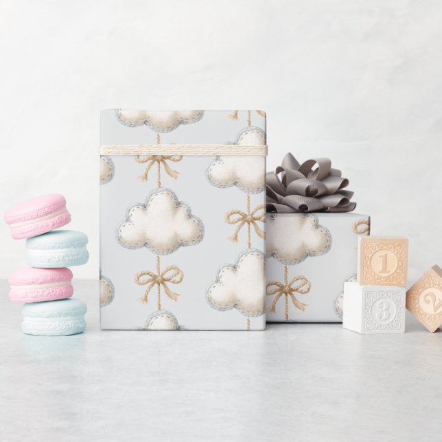 Pale Blue Cloud Nine Baby-Shower Geschenkpapier (Babyparty)