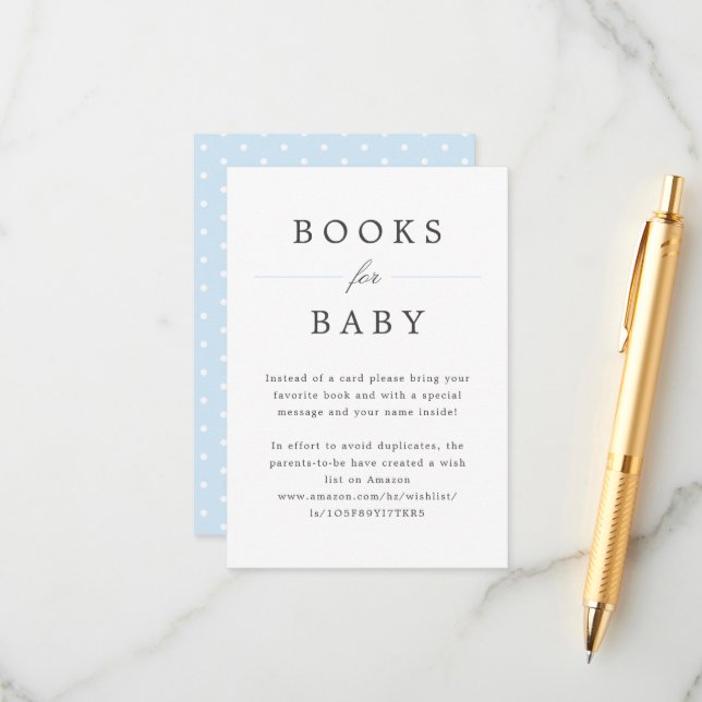 Pale Blue Grand Millennium Books for Baby Request Begleitkarte (Vorderseite/Rückseite Beispiel)