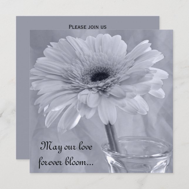 Pale Blue Tinted Daisy Wedding Einladung (Vorne/Hinten)