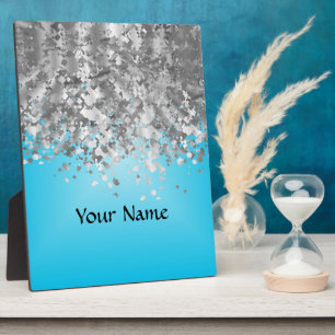 Pale Blue und Falglitter Fotoplatte