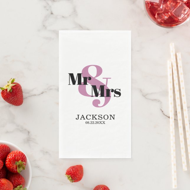 Pale Burgund und Black Mr & Mrs. Wedding Serviette (Beispiel)