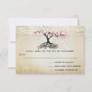 Pale Dogwood Coeur Leaf Arbre Or Mariage RSVP