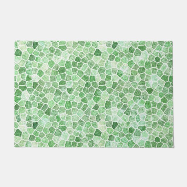 Pale Emerald und Pistachio Cobbled Patchwork Fußmatte (Vorderseite)