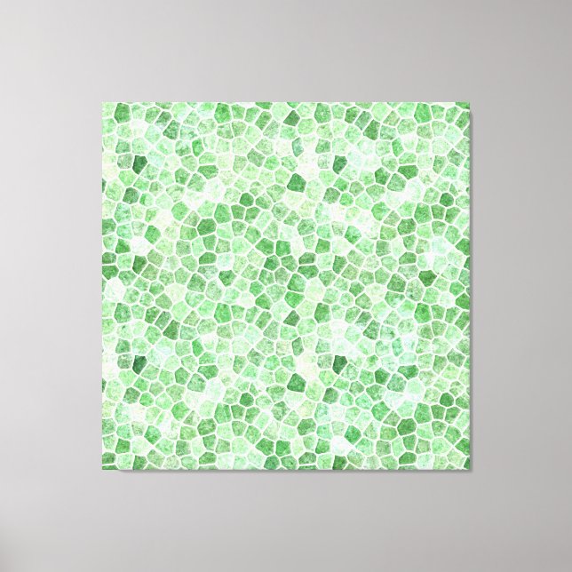 Pale Emerald und Pistachio Cobbled Patchwork Leinwanddruck (Vorderseite)