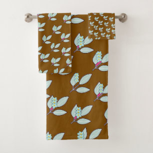 Pale Feuille Aqua Avec Fleurs Riche Cadeau Brown