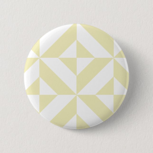 Pale Gold Geometric Deko Cube Pattern Button (Vorderseite)