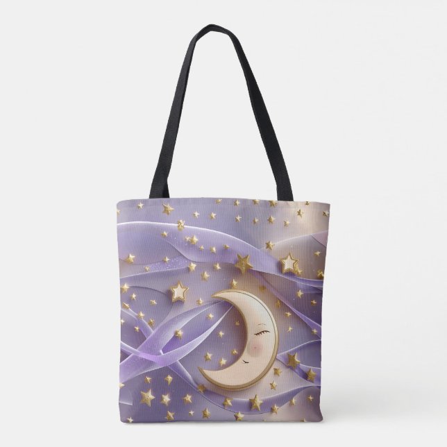 Pale Gold Lavender Moon Luxe Aesthetic Tasche (Rückseite)