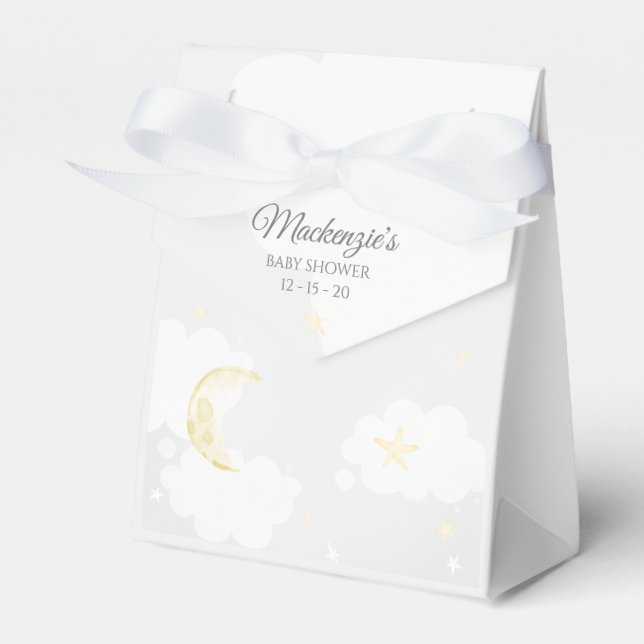 Pale Gray Twinkle Little Star Sky Baby Dusche Geschenkschachtel (Vorderseite)