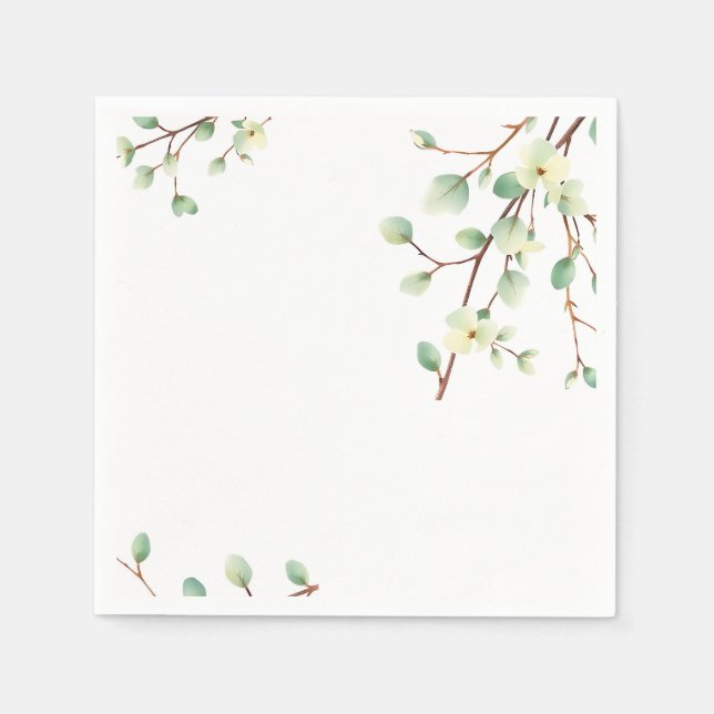 Pale Green Eucalyptus Watercolor Serviette (Vorderseite)